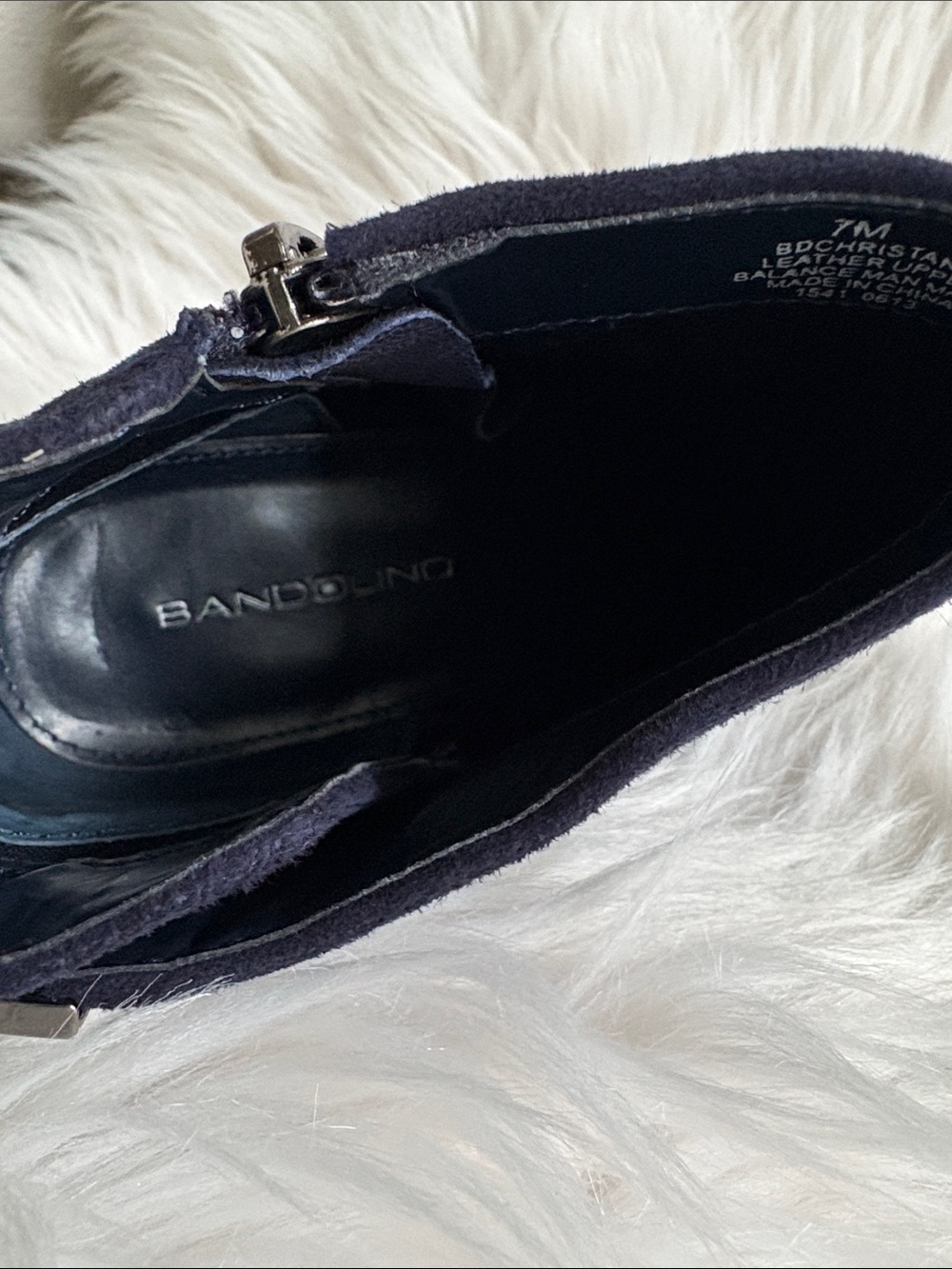 Bandolino Navy Suede Ankle Booties with Side Zip - Picture 8 of 16